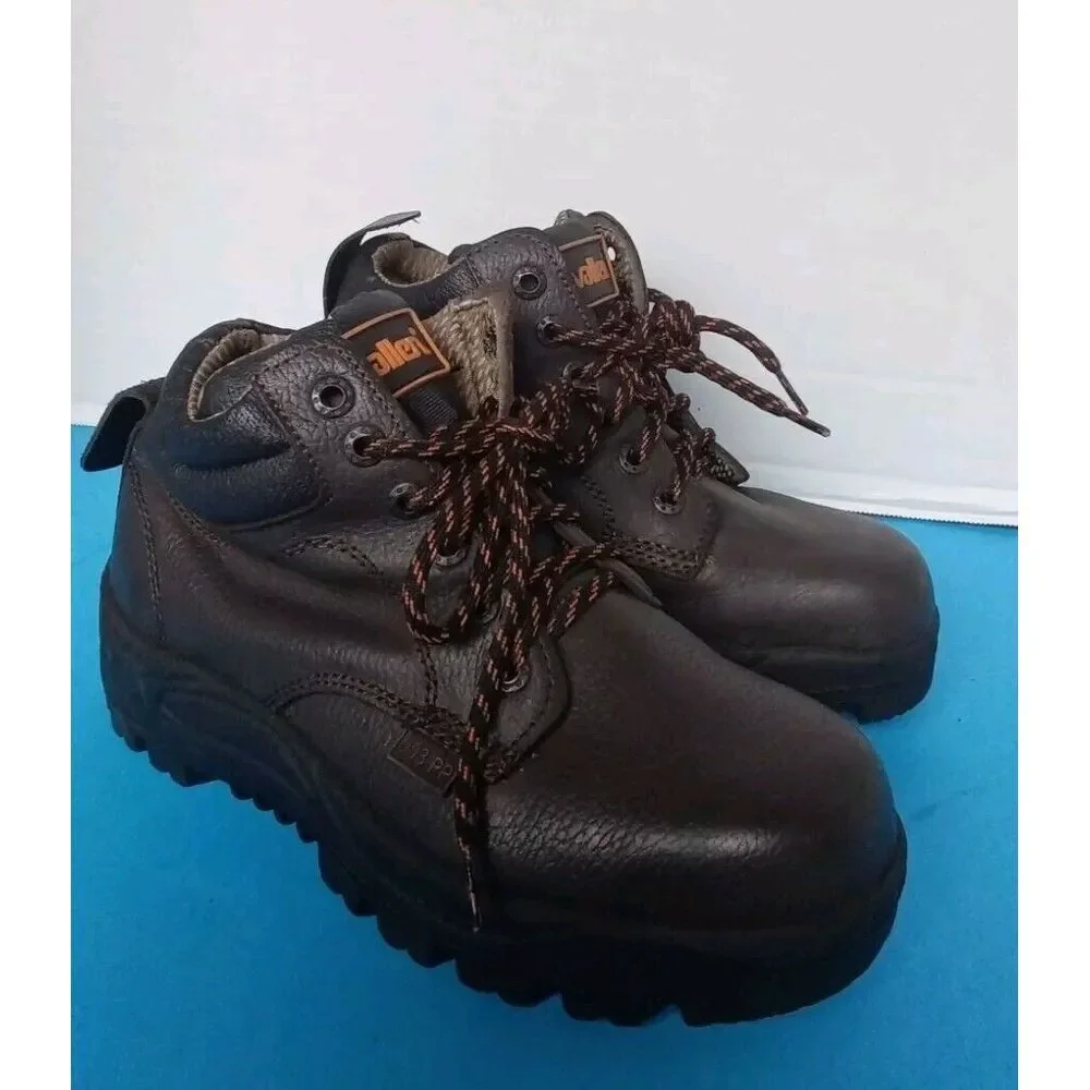 Vallor Brown Leather Safety Work Boots‎ Steel Toe Industrial Footwear